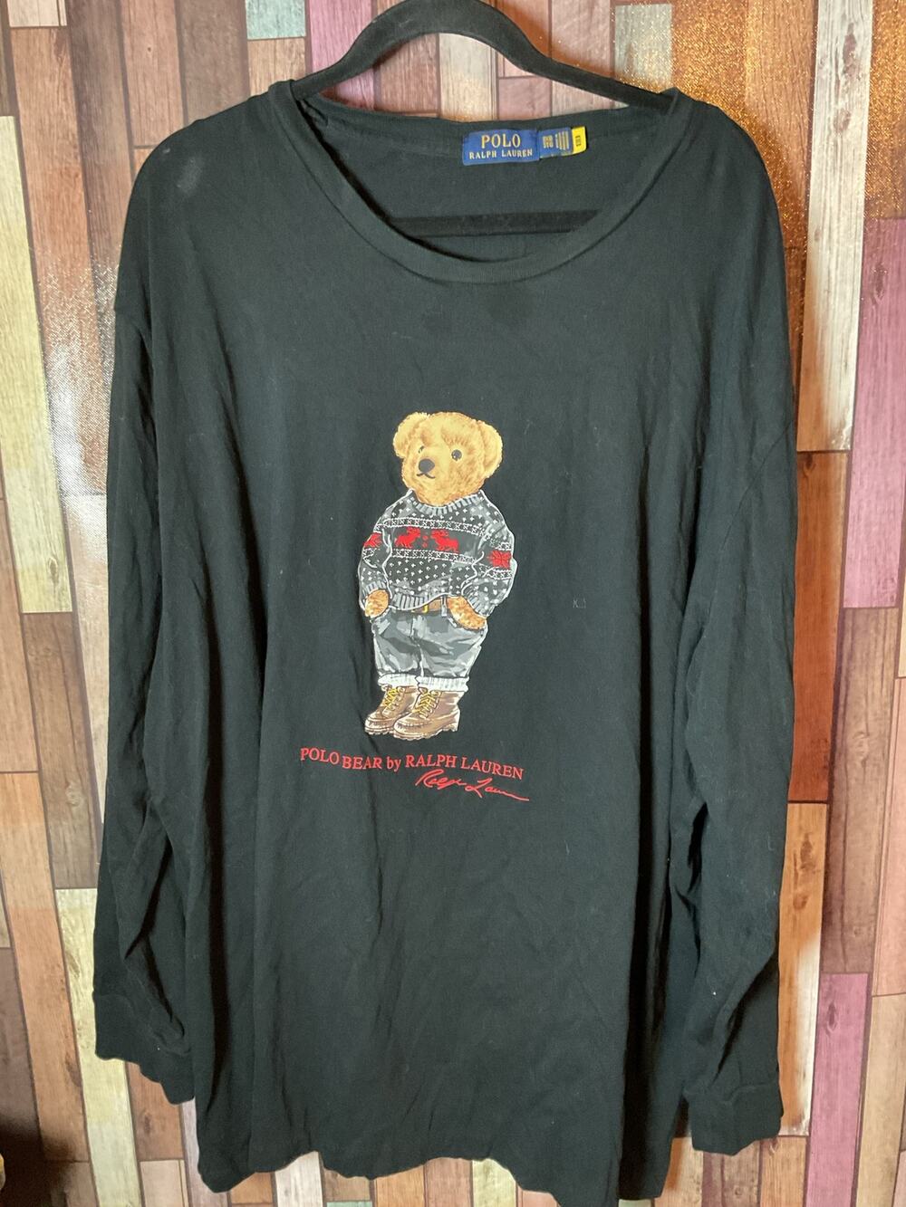 Polo Ralph Lauren Men’s Black Long Sleeve Holiday Polo Bear Long Sleeve Shirt 3X